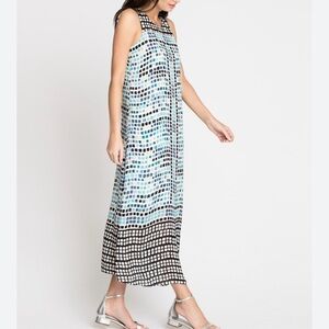 STELLA MARTINI Wave Maxi Dress, blue and black, summer day time dress